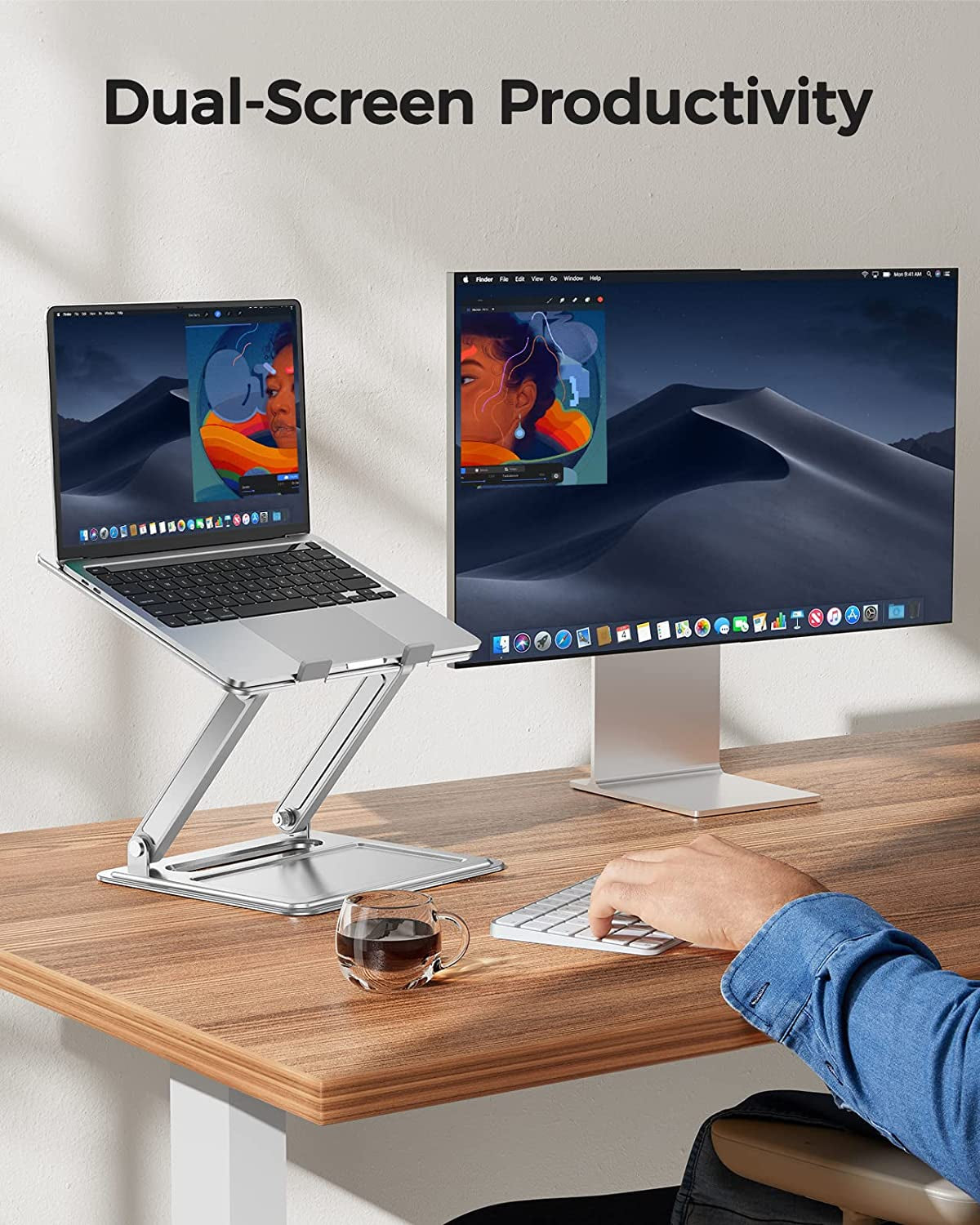 Adjustable Ergonomic Laptop Stand — Portable Riser with Non-Slip Grip