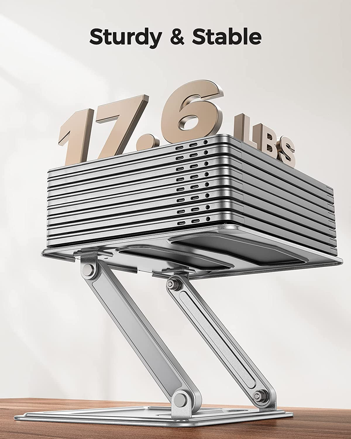 Adjustable Ergonomic Laptop Stand — Portable Riser with Non-Slip Grip