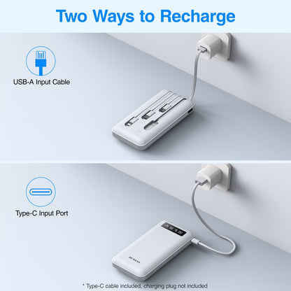 20000Mah Power Bank Portable Charger with Cables Compatible for Iphone, Android Cell Phone