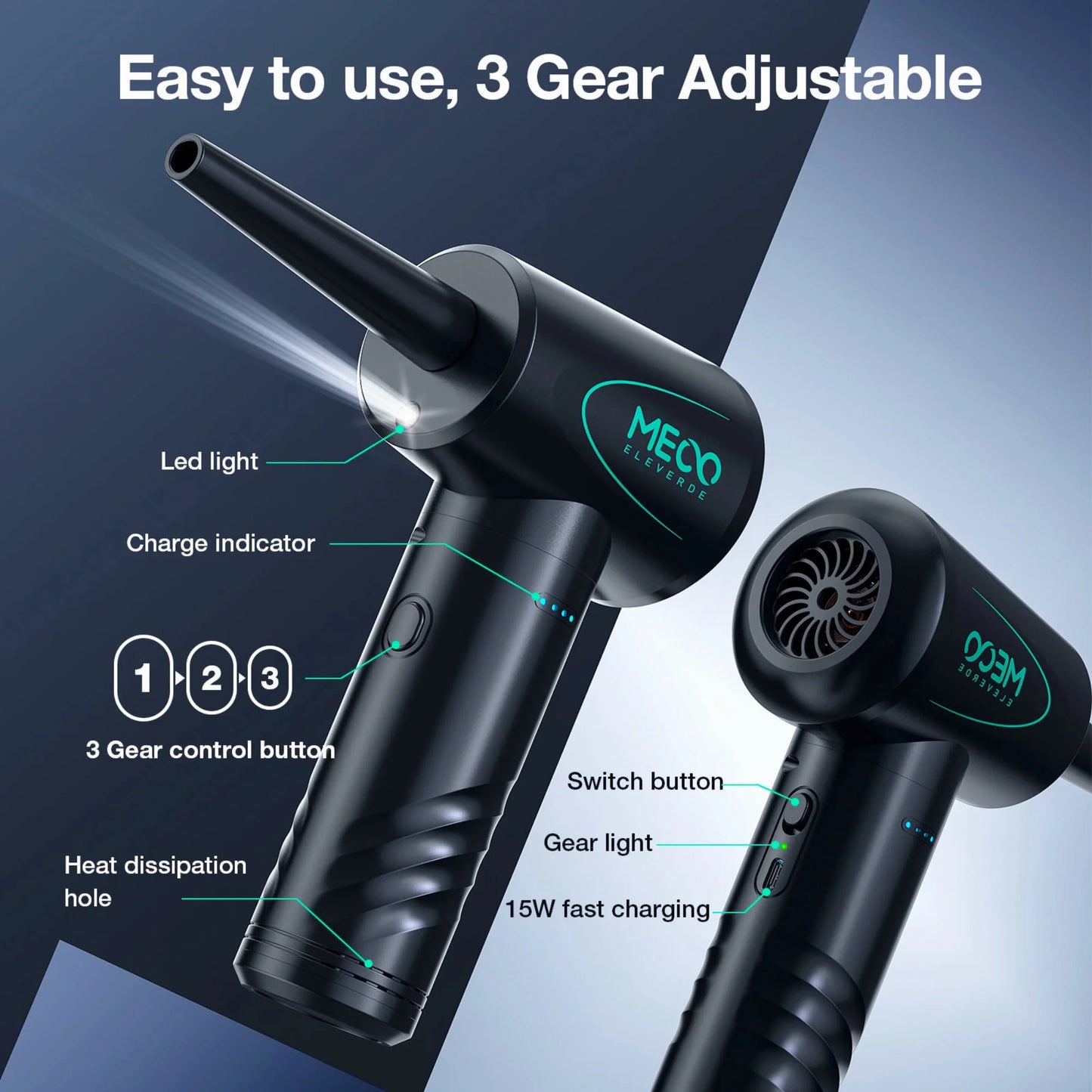 Rechargeable Electric Air Duster — 100,000 RPM Cordless Cleaning Tool