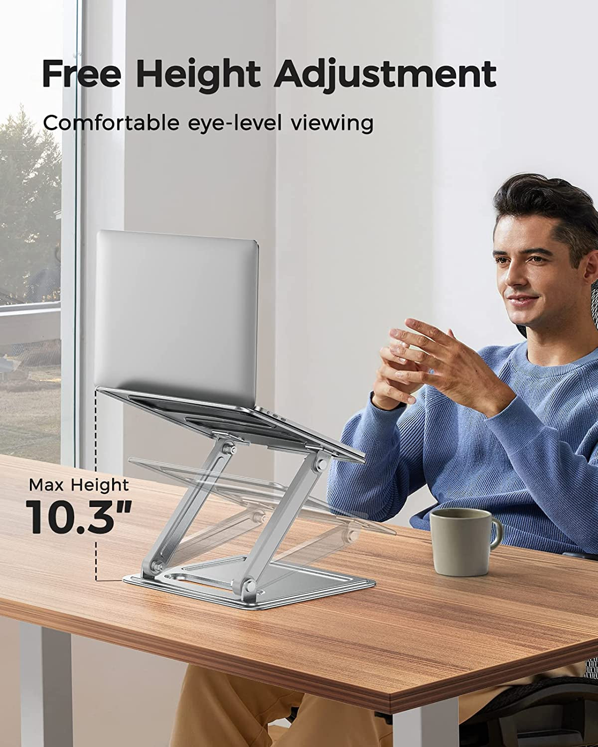 Adjustable Ergonomic Laptop Stand — Portable Riser with Non-Slip Grip