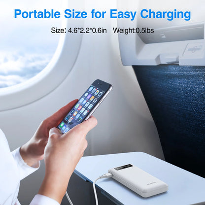20000Mah Power Bank Portable Charger with Cables Compatible for Iphone, Android Cell Phone