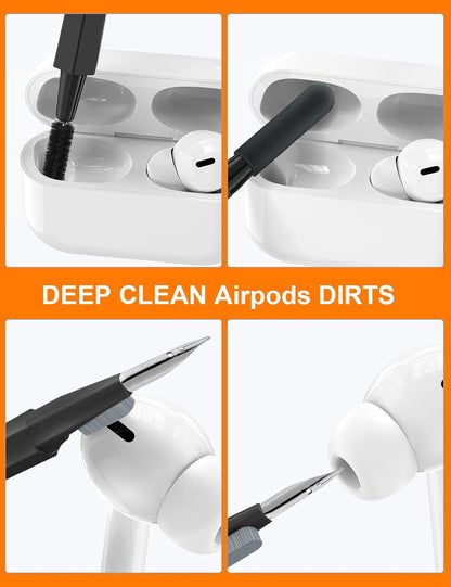 Professional Electronics Cleaning Kit with Retractable Brush and 20-in-1 Multi-Tool, Includes 2.5ml Mist Spray for Cleaning Phones, Tablets, Computers, Monitors, TVs, and Camera Lenses (Black)
