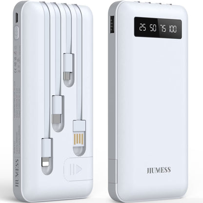 20000Mah Power Bank Portable Charger with Cables Compatible for Iphone, Android Cell Phone