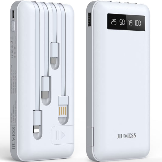 20000Mah Power Bank Portable Charger with Cables Compatible for Iphone, Android Cell Phone